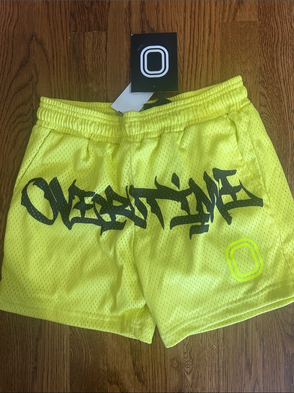 Neon Yellow Kids' Mesh Shorts with Graphic Logo